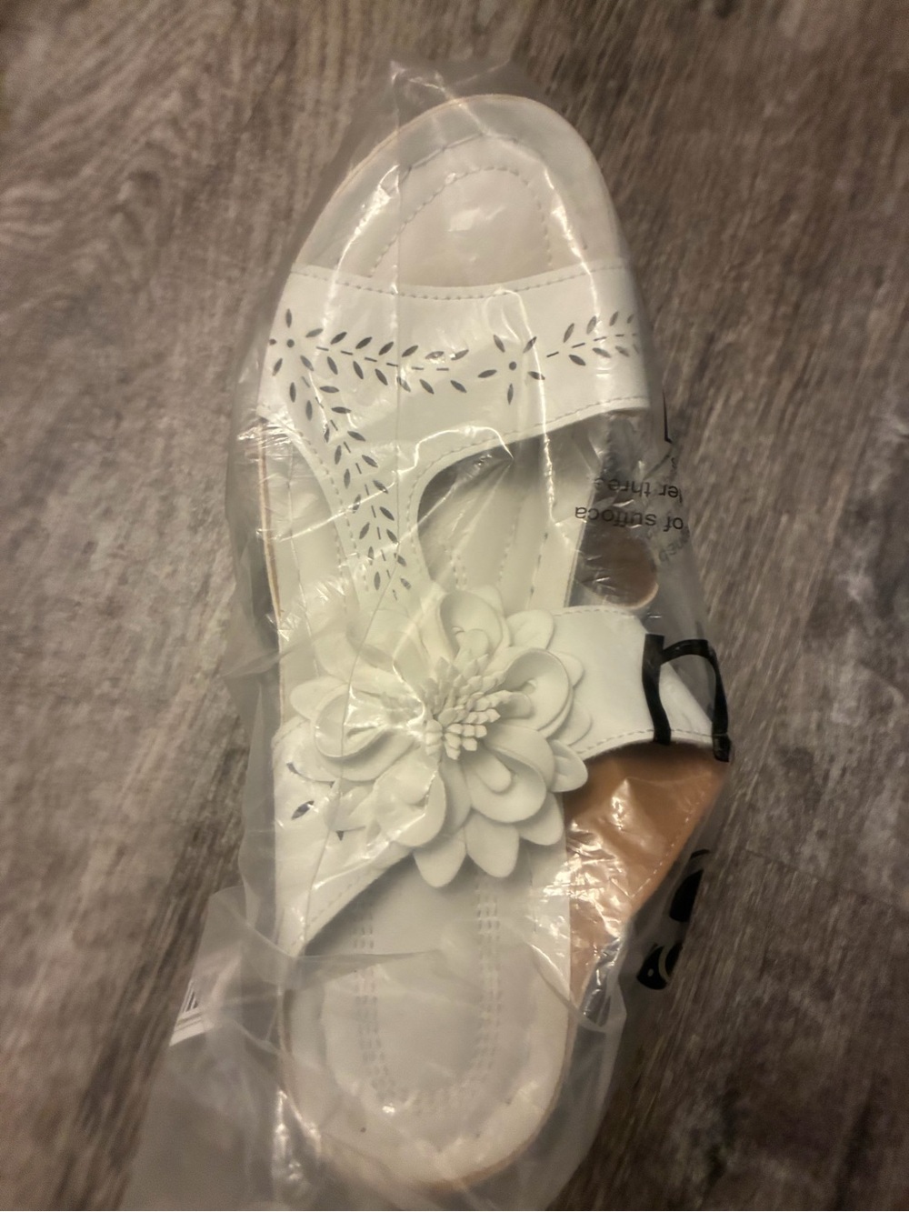 White Floral Leather Sandal for Women